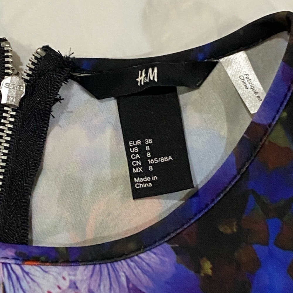 H&M Floral Sleeveless Peplum Dress US 8  Summer Autumn Spring Casual Mini Dress - Picture 2 of 7
